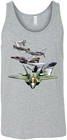 History of Fighter Planes Air Force Army Mens Tank Top Small Sports Grey