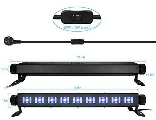 ECHTPower Black Light 27W 9LED UV Light Bar Glow in The Dark Party Supplies for Blacklight Party Birthday Wedding Stage Lighting Christmas, Disco DJ Poster Tapestry and UV Body Paint (Black UV)