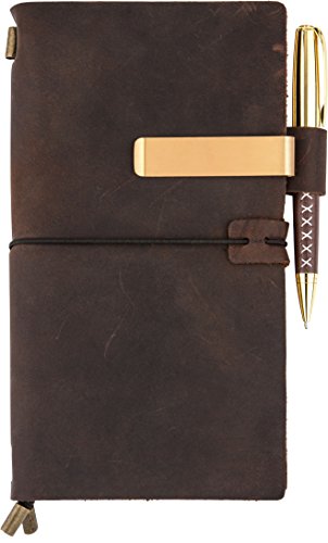 Leather journal for mens womens - genuine brown travelers noteboo…