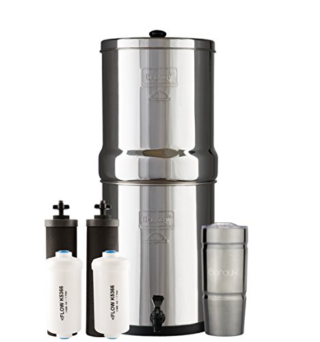 Bundle Includes: Royal Berkey Water Filter System with 2 Black Purifier Filters (3 Gallons) Bundled with 1 Set of Fluoride (PF2) Filters and 1 BX Double Walled 20 oz Stainless Steel Tumbler Cup