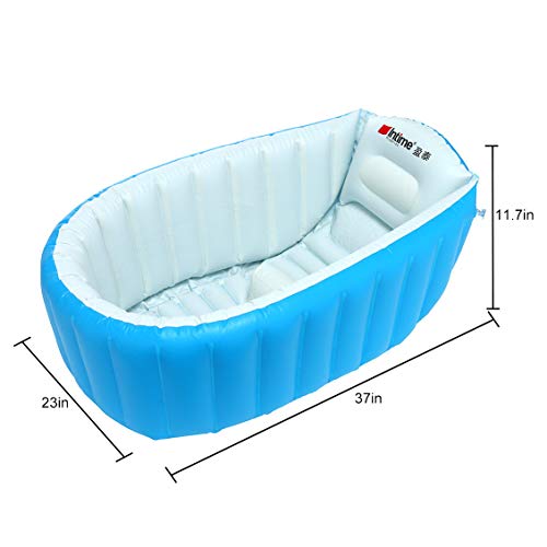 Adagod Inflatable Small Home Swimming Pool Portable Baby Bathtub Infant Toddler Thick Foldable Shower Basin with Soft Cushion Central Seat