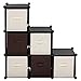 SONGMICS Storage Bins Cubes Baskets Containers with Dual Non-woven Handles for Home Closet Bedroom Drawers Organizers, Flodable, Brown, Set of 6 UROB26K