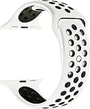 OULUOQI for Apple Watch Band 42mm, Soft Silicone Replacement Band for Apple Watch Series 3, Series 2, Series 1, Sport , Edition, M/L Size (White/Black)