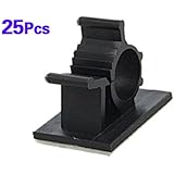 TOOGOO(R) 25 Stueck schwarz Selbstklebende Nylon Leitungs einstellbar Kabelschellen Clips