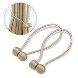 BCELIFE Curtain Tiebacks Magnetic, Handmade Drape Tie Backs Drapery Rope Holdbacks/Holder for Window Sheer and Blackout Panels Home and Office Decoration,Set of 2, Beige