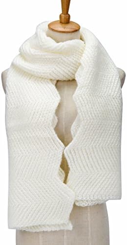 PORPRE Women's Fashion Thick Knit Long Twist Shoulder Scarf Warm Shawl (White)