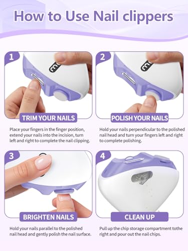 2026 Electric Nail Clippers for Feet and Hands, 2 in 1 Electric Nail Clippers and Polisher with 3 Speeds with Nail Storage Box, LED Light, for Babies, Adults and Seniors-Purple