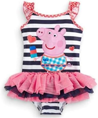 LuckB Baby Girls' Princess Swimwear Kids Cartoon Pig Swimming Swimsuits