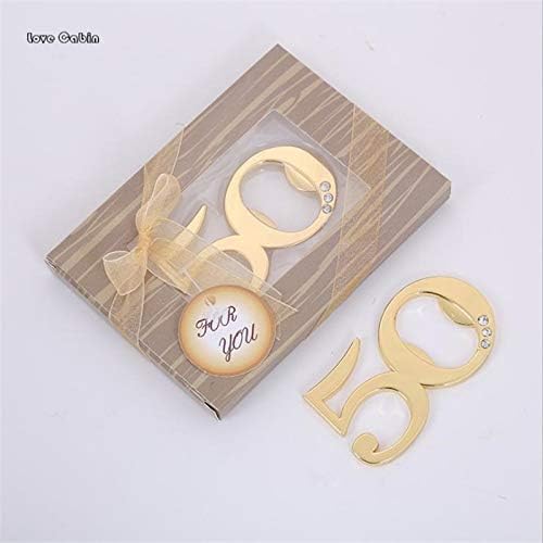 DENGNIWO Bottle OpenerGolden Wedding Party Giveaway Gold Metal Bottle Opener Anniversary Birthday Souvenir for Guest Wedding & Engagement