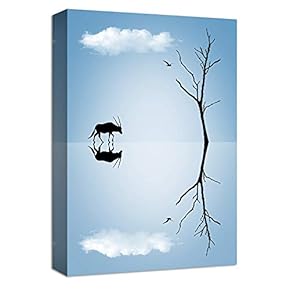 Canvas Wall Art Lonely Animal Painting Artwork for Home Prints Framed - 12x18 inches