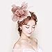 MonkeyJack Wedding Fascinator Hat Women Feather Flower Hair Band Church Tea Party Headdress - Pink