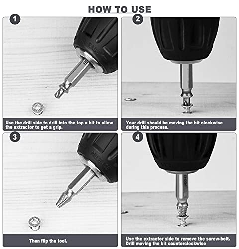 MBBEST Damaged&Stripped Screw Extractor Remover Tool and Drill Bit kit,Broken Bolt Extractor,Made From H.S.S. 4341#, Set of 6 Pcs Stripped Screw Remover