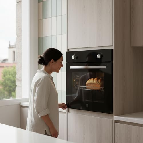 AVERA Horno empotrable para Gas Natural, 58 Litros, 60 cm, Control de temperatura 130° - 250°C, Temporizador 90 min, Luz interior, Encendido eléctrico 127V, Funciones Hornaer y Asar | HE00NAT