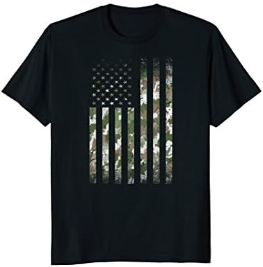 Mens United States Camo Flag T-shirt Gift For Veteran Day Large Black