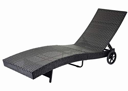 Mendler Sonnenliege HWC-D80, Gartenliege Relaxliege Liege, Poly-Rattan - anthrazit, Kissen Terracotta – Bild 3