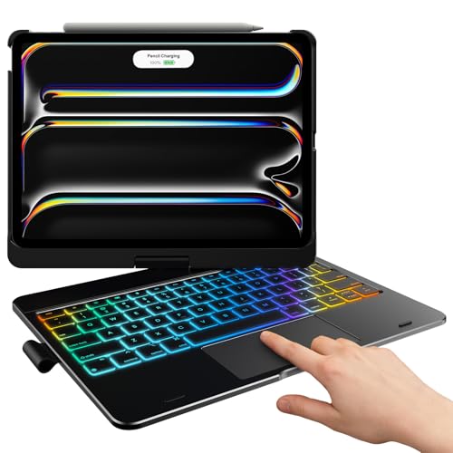 typecase Touch Keyboard Case for iPad Pro 11-inch (M5/M4, 2025/2024) - Multi-Touch Trackpad, 360° Rotatable, 11 Color Backlight, Thin & Light, Black