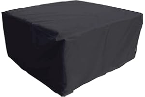 FLR 46in Patio Table Cover Square Black Waterproof Outdoor Dinner Protector Dust-Proof Table Desk Cover Furniture Covers with