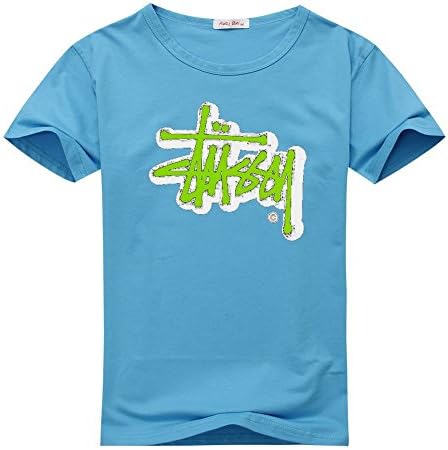 Stussy logo For Men's Printed Short Sleeve Tee Tshirt Medium Light Blue