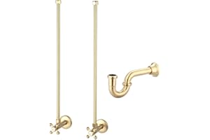 Water Creation Modern Solid Brass P-Trap Water Supply Kit in Satin Gold