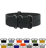 PerFit ZULU4 Ballistic Nylon Watch Strap + Spring Bars, Field Ready/Fashion Forward, Black-Ops/Brigade Black, 20mm