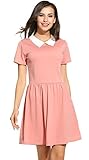 Women's Casual Short Sleeve Doll Collar Dress Peter Pan Collar Work Office Dress