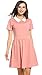 Women and Teenager Girls Short Sleeve Doll Collar Dress Peter Pan Dress (M, Pink)