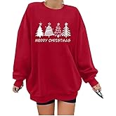 YHHR Christmas Sweatshirts for Women Oversized Christmas Tree Graphic Shirt Xmas Fall Long Sleeve Pullover