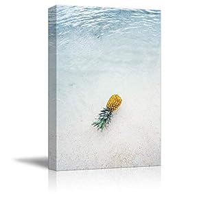 Canvas Wall Art Flower on White Sand Beach Clean Water Painting Artwork for Home Prints Framed - 12x18 inches