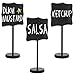 MyGift Set of 3 Tabletop Black Chalkboard Signs with Round Metal Stand, Double Sided Frameless Curly Bracket Edge Message Boards, Small Vintage Wedding Table Signage