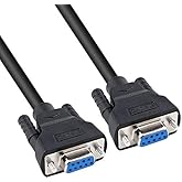 DTECH Straight Through DB9 RS232 Serial Extension Female to Female Cable 15Feet Black