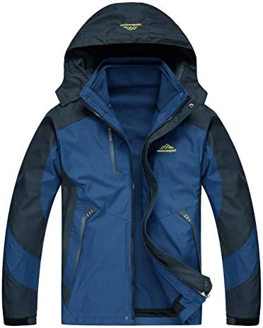 LASIUMIAT Men's Outdoor Waterproof Mountain Fleece 3 in 1 Ski Snow Jacket Softshell Windbreaker Insulated Jacket