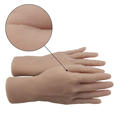 1 Pair Silicone Life Size Male Mannequin Hand Display Jewelry Bracelet Display Art Sketch with Bone