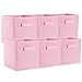 ON'H Foldable Cloth Storage Cube Fabric Drawer Storage Baskets and Bins for Home Kitchen Bedroom Office Pack of 60, Pink