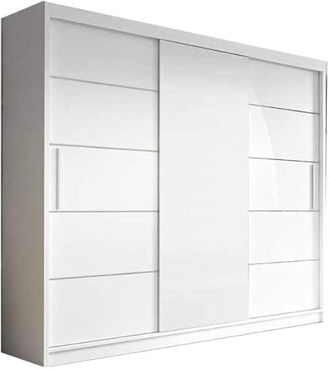 Mb Moebel Kleiderschrank Schwebeturenschrank Kleiderstange Und Einlegeboden Fur Schlafzimmer Wohnzimmer Schiebeturen Schrank Modern Design 250 Cm Elba Ii Weiss Amazon De Kuche Haushalt