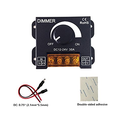 12V 24V 30A LED Dimmer Controller for Single Color LED Strip Lighting Lamp Ribbon Light Black Button Control Brightness （New style ）