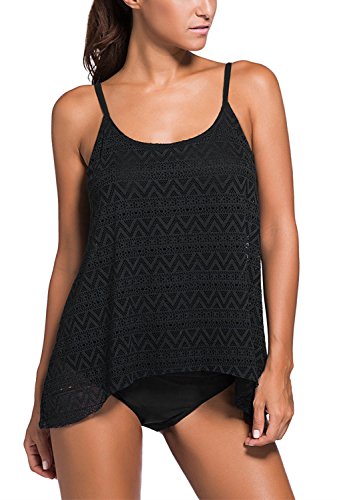 Dokotoo Womens Sexy Ladies Push Up Tankini Swimsuit Top Sexy Swimsuit Black Large