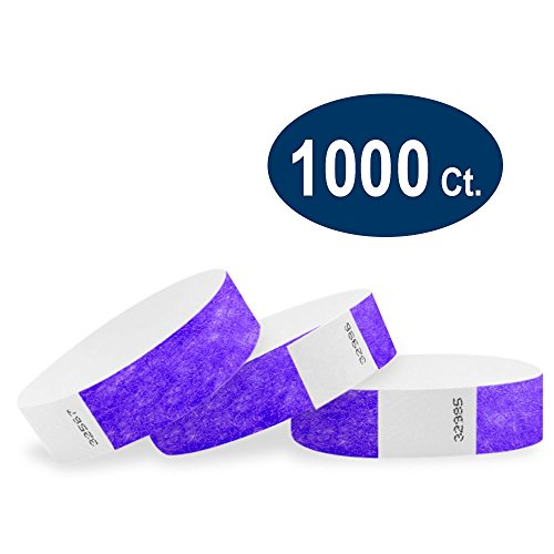 WristCo Purple 3/4" Tyvek Wristbands - 1000 Pack Paper Wristbands for Events