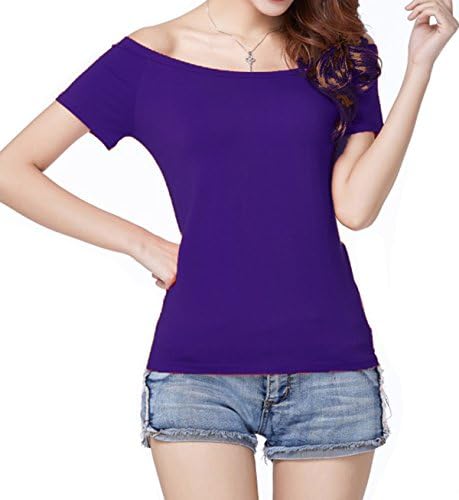 Women's Short Sleeve Vogue Fitted Off Shoulder Modal Blouse Top T-Shirt