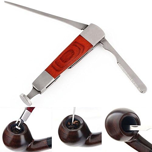 EPNT 1pc Professional 3 in 1 Tobacco Smoking Stainless Steel Pipe Cleaning Reamer Tamper Tool for Herb Tobacco Pipe