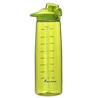 Bonison Sports Water Bottle with Flip Top Lid, Green, 36 oz