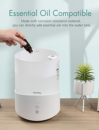 Homasy Cool Mist Humidifier Diffuser, 2.5L Essential Oil Diffuser with 7-Color Mood Lights, Top Fill - //coolthings.us
