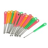 Sonline 20 Pcs Red Green Yellow Plastic Grip Metal Earpick Ear Curette