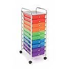 Seville Classics 10-Drawer Organizer Cart, Translucent Color-Coded