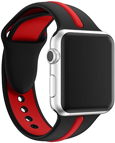 Band for Apple Watch –zakaco Wrist Strap Stripe Color Splicing 38mm 42mm Series 2 Series 1, New Style Hot Color Soft Silicone Sport Style for iWatch Series 1 Series 2 (black/red 38mm)