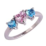 Psiroy Women's 925 Sterling Silver 2cttw Natural Pink Topaz 3-stone Filled Ring