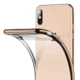 RANVOO Clear iPhone Xs Max Case, Soft Silicone Cover with Gold Electroplated Bumper Thin Slim Fit Case for iPhone Xs Max 6.5 Inch (2018), Gold