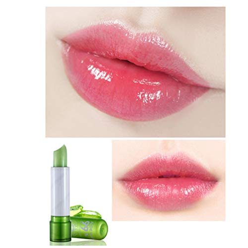 2 Pack Aloe Vera Lipstick, Firstfly Long Lasting Nutritious Lip Balm Lips Moisturizer Magic Temperature Color Change Lip Gloss (Green) - Thumbnail 5