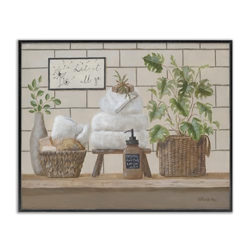 Stupell Industries 'Comforting Bathroom Spa Still Life', Framed Giclee Art, Bla…