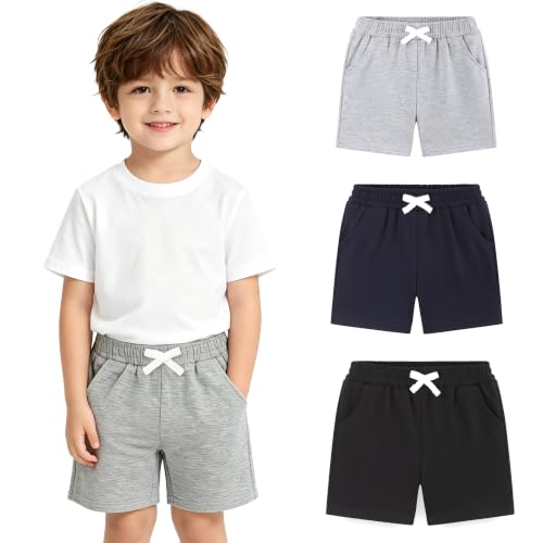 Yilook 3 Pack Toddler Boy Shorts 3T Shorts Boys,Baby Boys Soccer Short Toddler Basketball Short,Boy Cotton Pants Casual Kids Summer Clothes Black-Light Gray-Dark Blue at Amazon