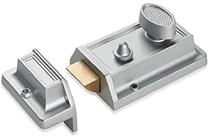 SUMBIN Night Latch Deadbolt Rim Lock,Antique Locks with Keys for Front Door in Silver Finish